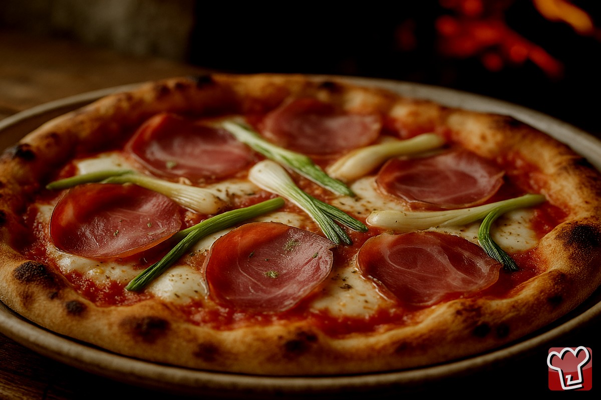 Pizza con Capocollo e Cipolle Novelle
