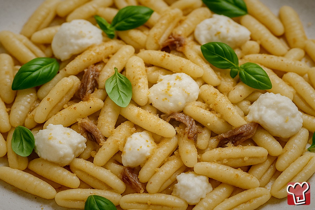 Cavatelli z sardelami i mozzarellą