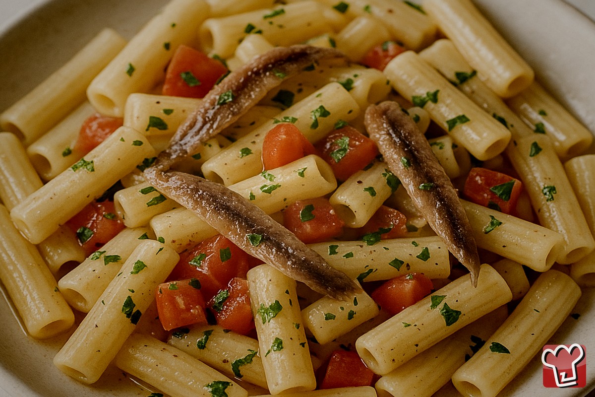Kaltes Pasta mit Sardellen