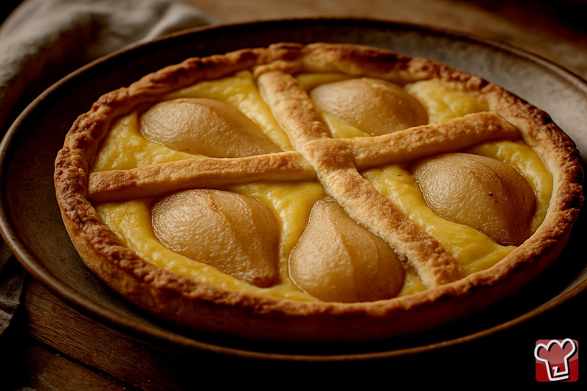 Crostata con pere e crema pasticciera