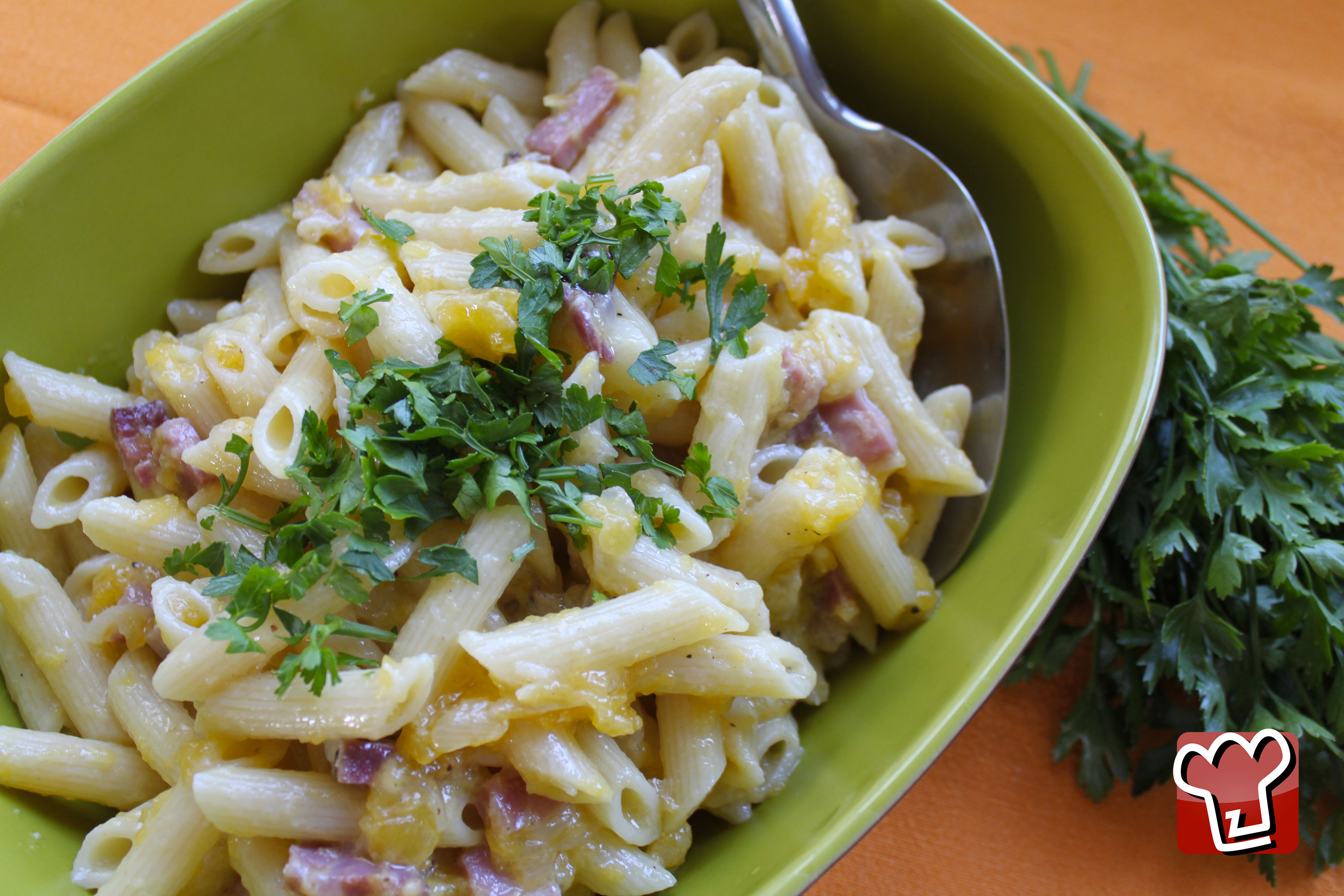 Squash and smoked ham pasta is a Pasta & rice main dishes by My Italian